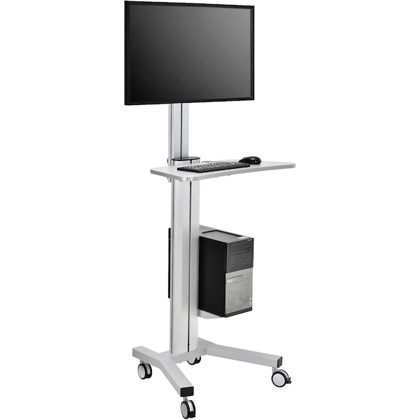 Global Industrial Mobile Height Adjustable Desktop Computer Workstation with 4-Outlet Power Strip 670062 - main